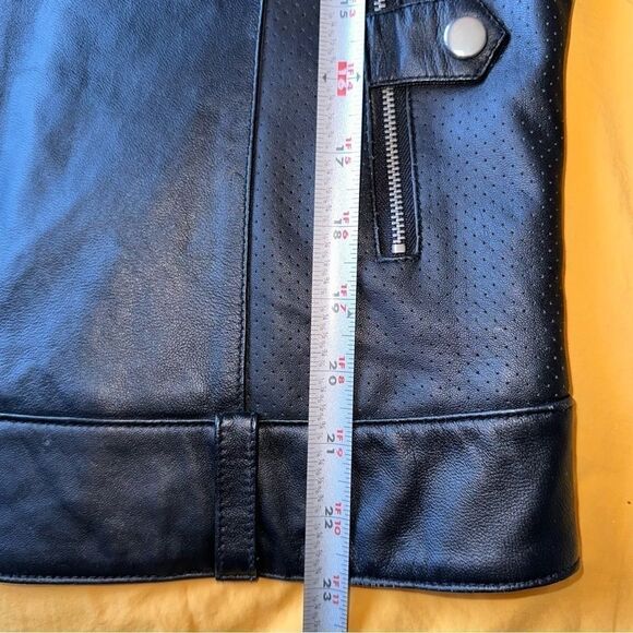 Maurice Sassoon,black cotton/leather zip sweater, size large - Picture 12 of 15